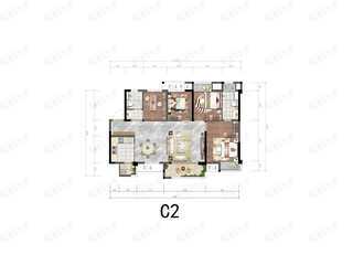 朗诗熙樾府C2户型户型图
